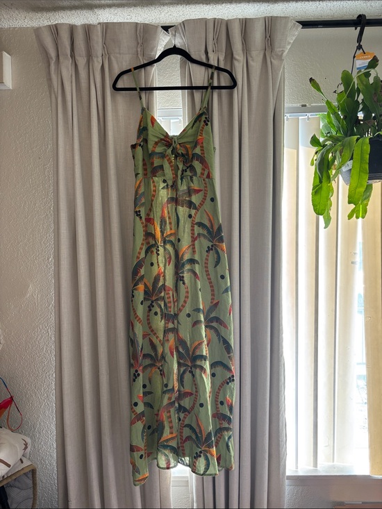 FARM Rio Dresses & Skirts - FARM Rio Green Tropical Palm-Print Slip Dress